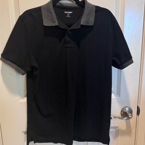 Old Navy Black Polo with Gray Collar